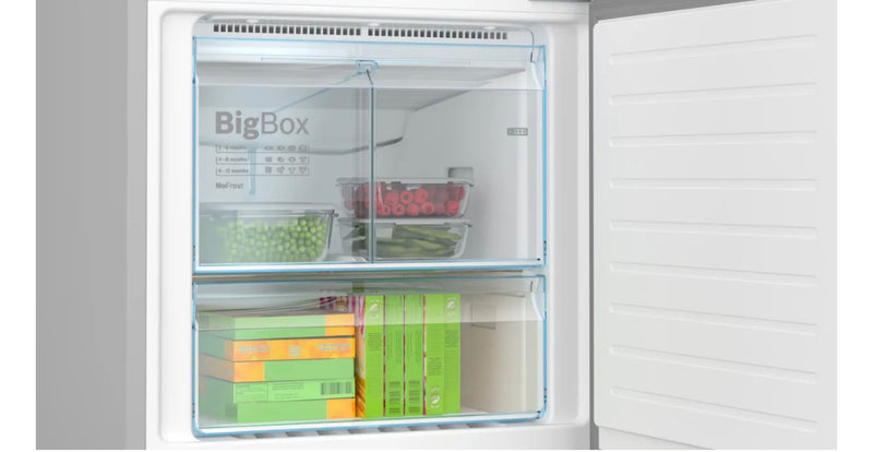 Bosch Series 6 free-standing fridge-freezer with freezer at bottom, glass door 193 x 70 cm Black KGN56LB3E9