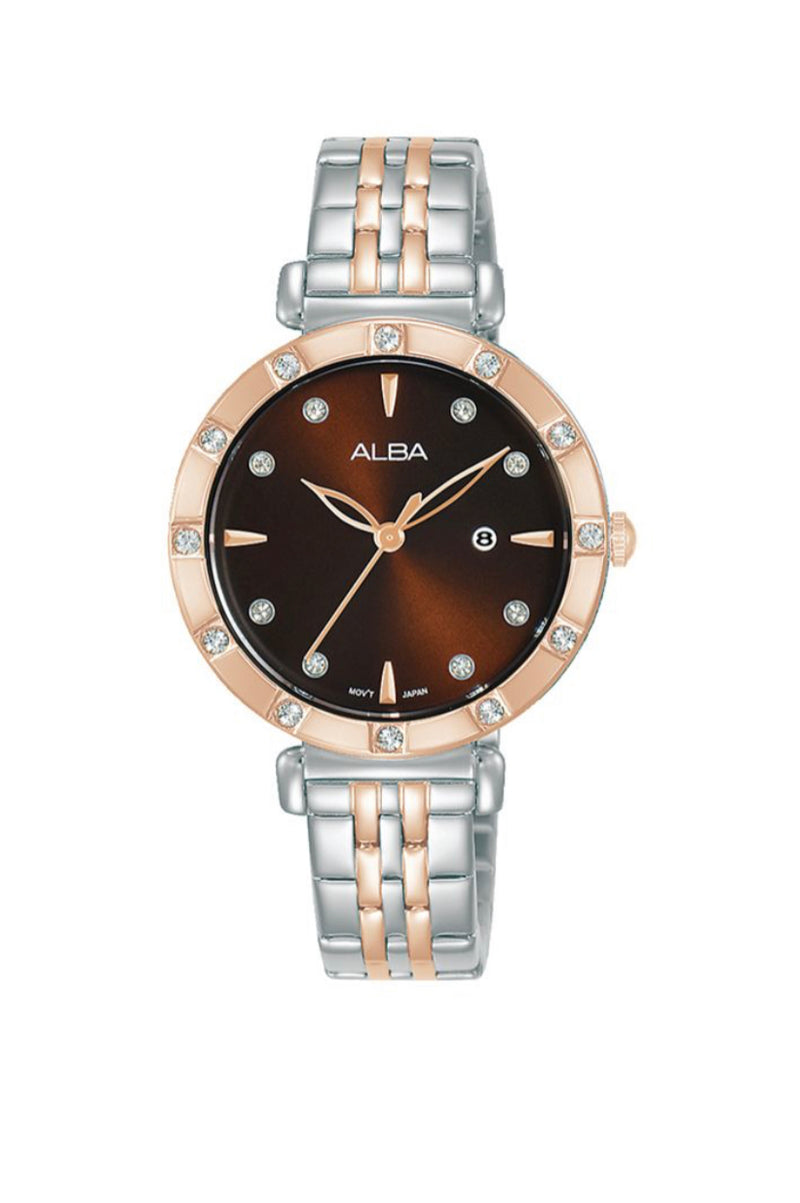 ALBA Ladies' Hand Watch FASHION Stainless Band, Brown Dial AH7AA6X1