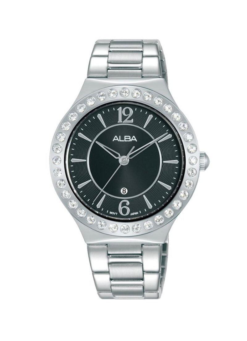 ALBA Ladies' Hand Watch FASHION Stainless Band, Black Dial AH7Z97X1