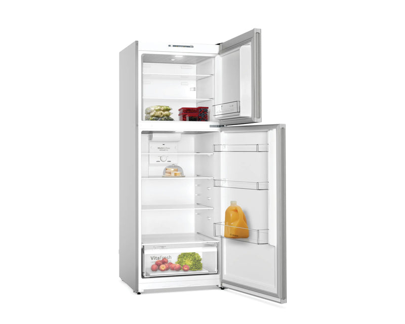 Bosch Series 4 free-standing fridge-freezer with freezer at top 186 x 70 cm Stainless steel look KDN55NL2E8