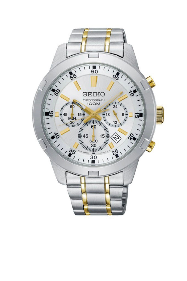 SEIKO Men's Hand Watch CHRONOGRAPH Stainless Band, White Dial SKS607P1