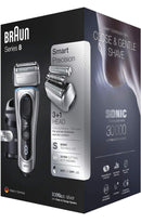 Braun Series 8 8390cc Wet & Dry Shaver With Clean & Charge System And Travel Case - Silver