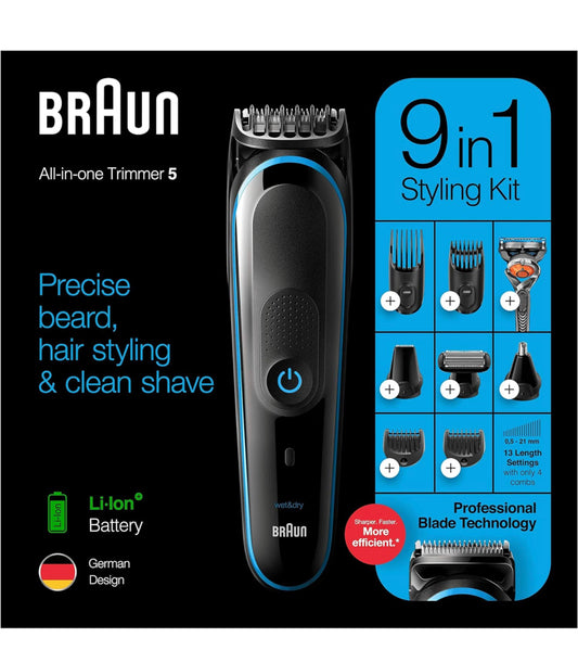 Braun 9-In-1 Trimmer MGK5280 With Gillette Fusion Proglide Razor