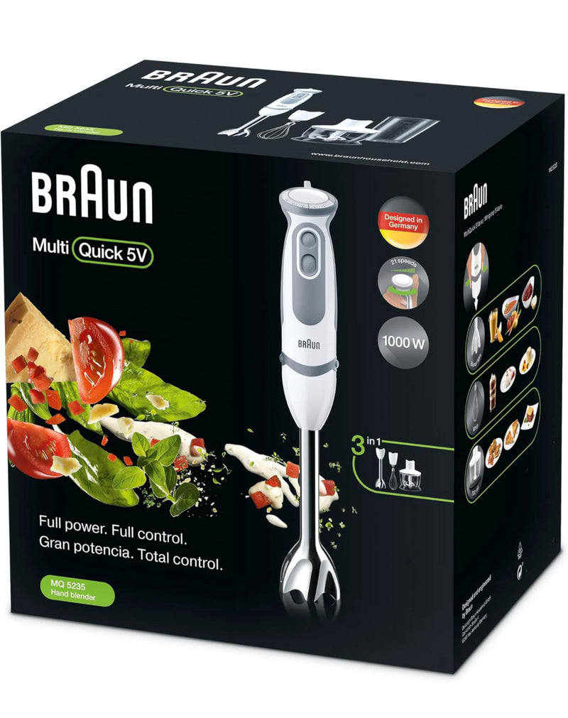 Braun MultiQuick 5 Vario Hand Blender MQ5235 WH, 1000 Watts (1 Year Warranty)