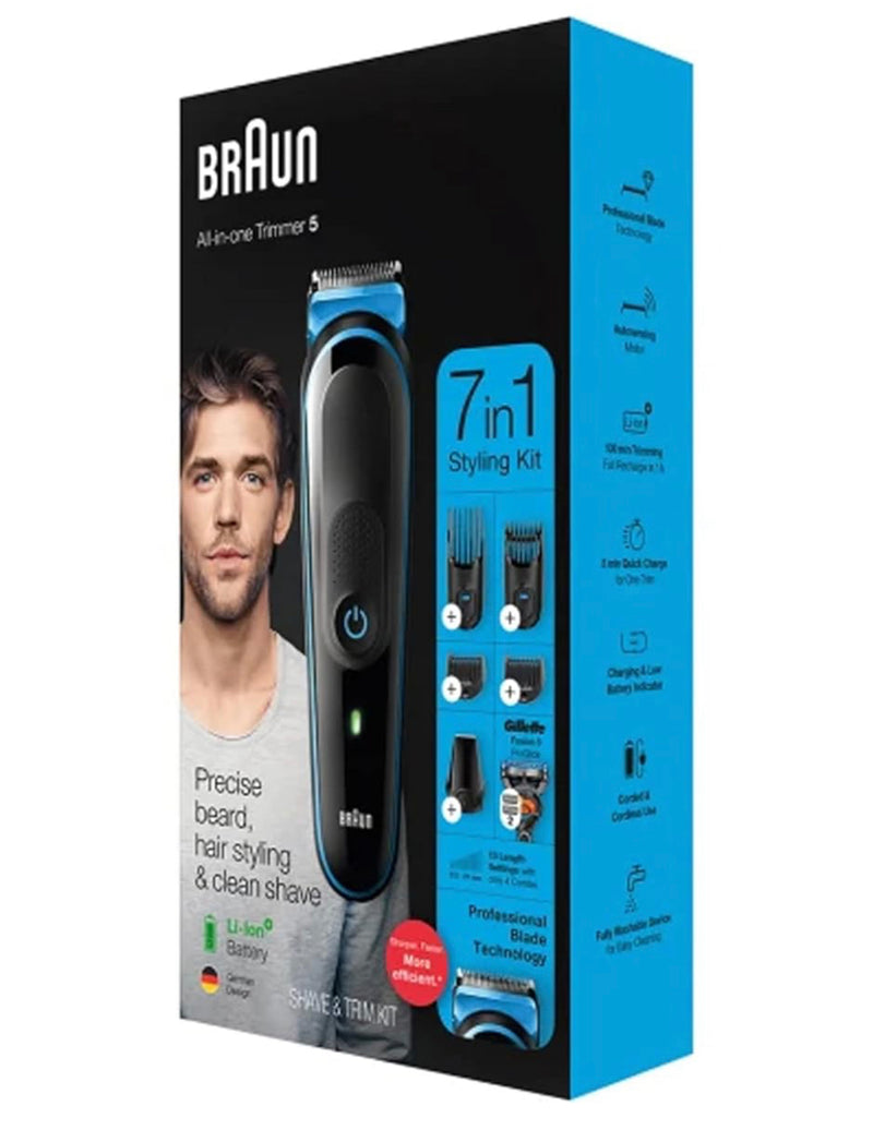 Braun all-in-one trimmer MGK5245, 7-in-1 trimmer, 5 attachments and gillette fusion5 proglide razor