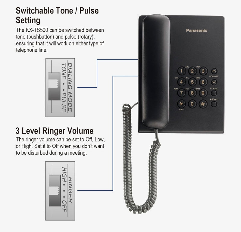 Panasonic KX-TS500FXB  Corded Phone Black