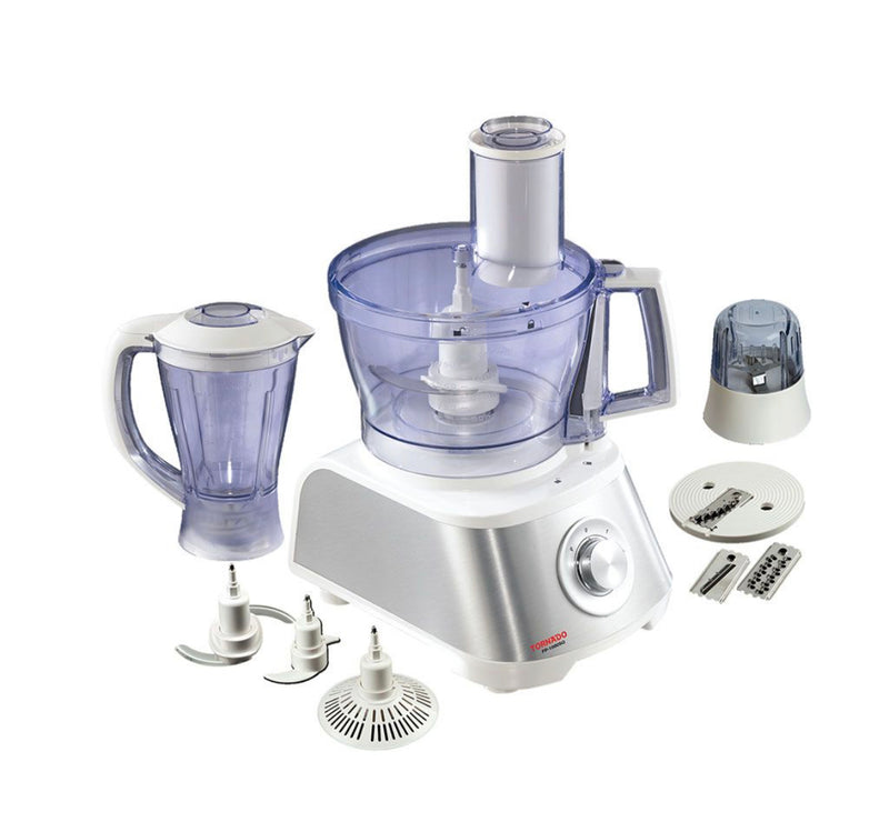 TORNADO Food Processor 1000 Watt 2 Liter Bowl 1.5 Liter Blender White FP-1000SG