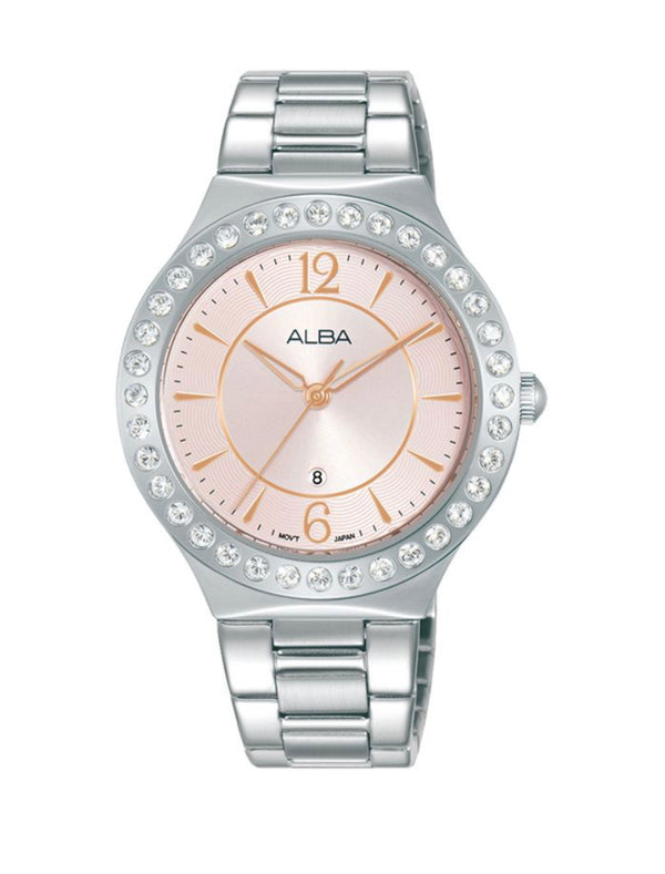 ALBA Ladies' Watch FASHION Stainless Steel Band, Pink Dial AH7Z95X1