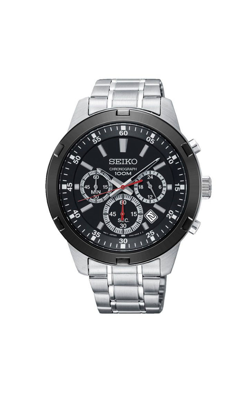 SEIKO Men's Hand Watch CHRONOGRAPH Stainless Band, Black Dial SKS611P1