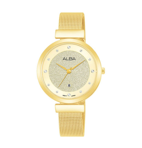 ALBA Ladies' Hand Watch FASHION Stainless Band, Champagne Dial AH7CA2X1