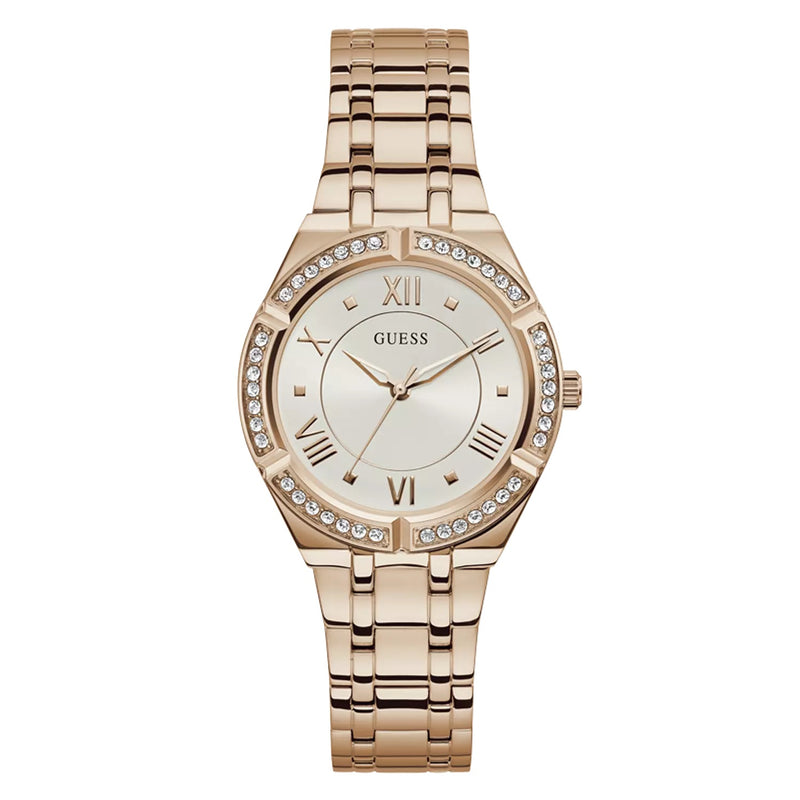 GUESS GW0033L3 ANALOG WATCH Women's White Sunray Dial Rose Gold Round Case/Rose Gold Stainless Steel Bracelet