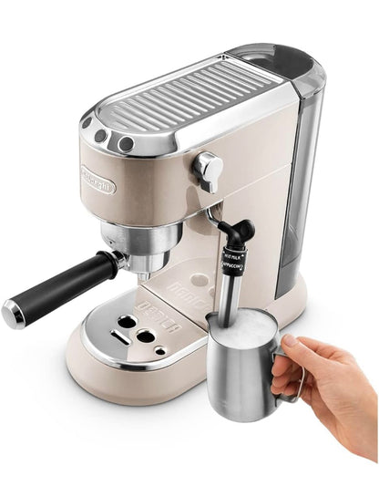 DeLonghi Dedica EC785.BG Coffee Machine with Milk Frother, 1300 W, Beige