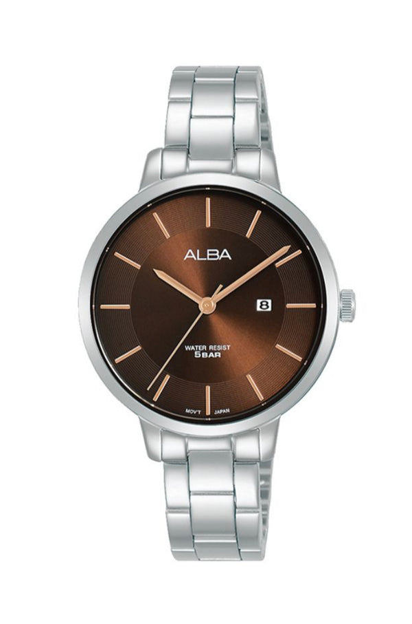 ALBA Ladies' Hand Watch FASHION Stainless Band, Brown Dial AH7AF7X1
