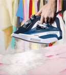Black & Decker 2400W Steam Iron With Ceramic Soleplate, Blue - X2150-B5