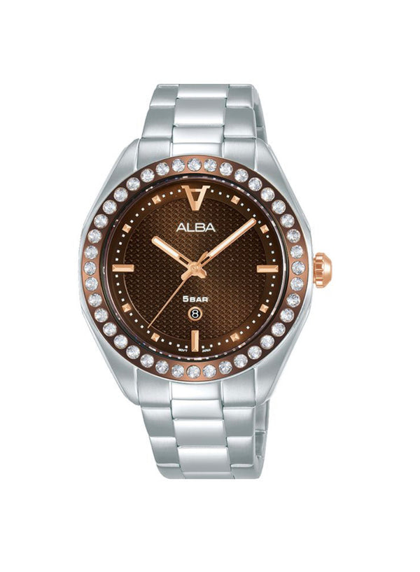 ALBA Ladies' Hand Watch FLAGSHIP Stainless Band, Brown Dial AH7Y19X1