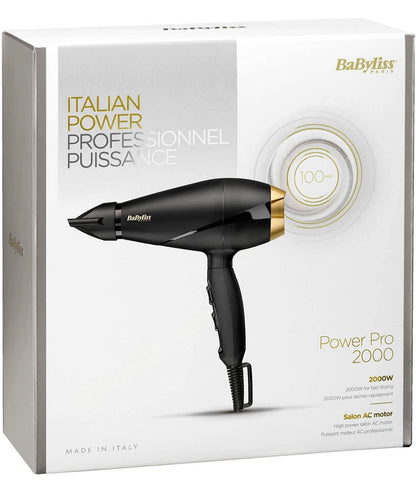 Babyliss AC 2000W 3-Heat 2-Speed Settings Hair Dryer, Black & Gold, 6704SDE