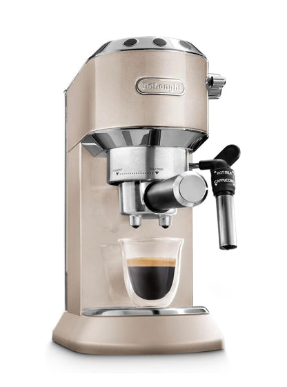 DeLonghi Dedica EC785.BG Coffee Machine with Milk Frother, 1300 W, Beige