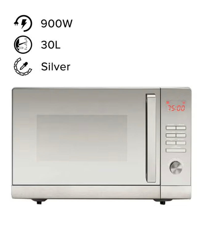 Black & Decker 30L Lifestyle Microwave Oven With Grill     Mirror Finish, Silver - MZ30PGSS