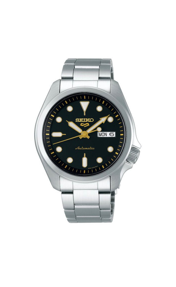 SEIKO Men's Hand Watch 5 SPORTS Stainless Band, Black Dial SRPE57K1