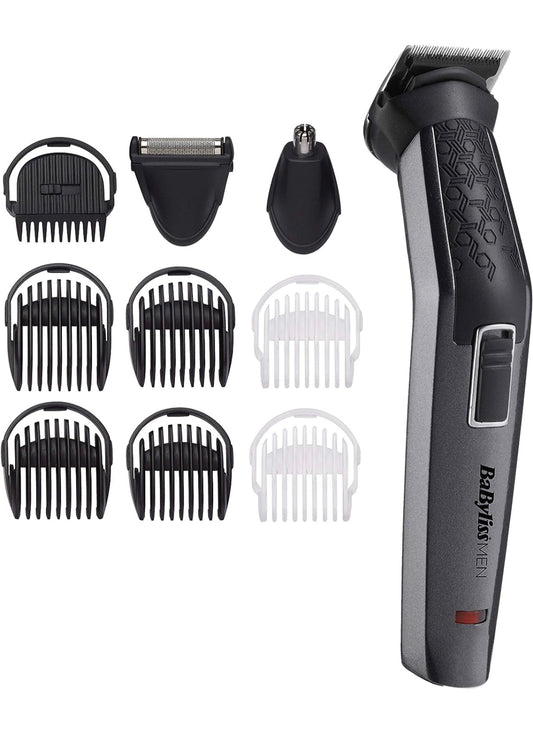 BaByliss 10-in-1 Multi Grooming Beard Trimmer for men, Carbon Titanium Cordless Trimmer- MT727E