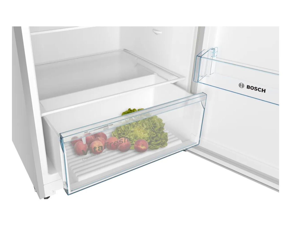 Bosch Series 4 free-standing fridge-freezer with freezer at top 186 x 70 cm Stainless steel look KDN55NL2E8