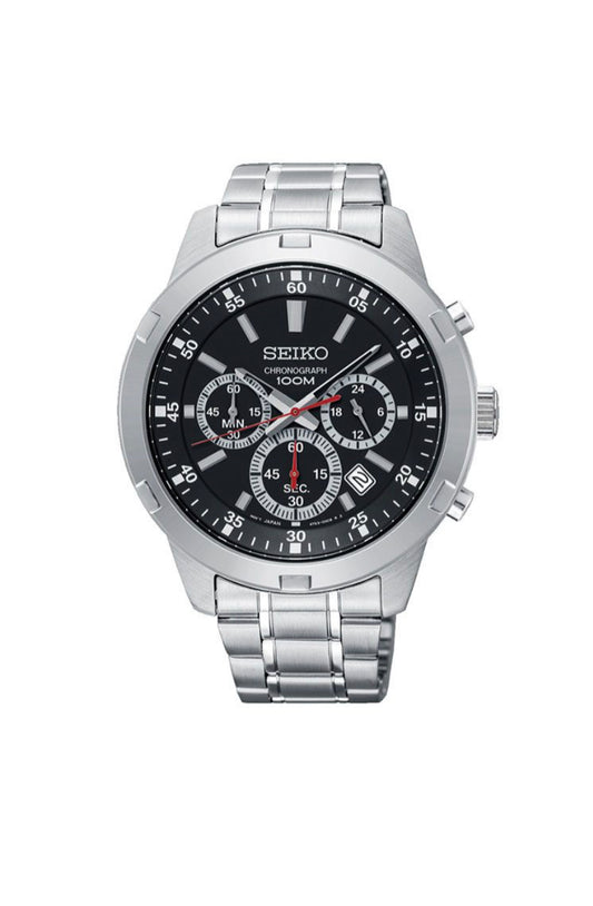 SEIKO Men's Hand Watch CHRONOGRAPH Stainless Band, Black Dial SKS605P1