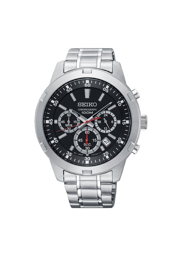 SEIKO Men's Hand Watch CHRONOGRAPH Stainless Band, Black Dial SKS605P1