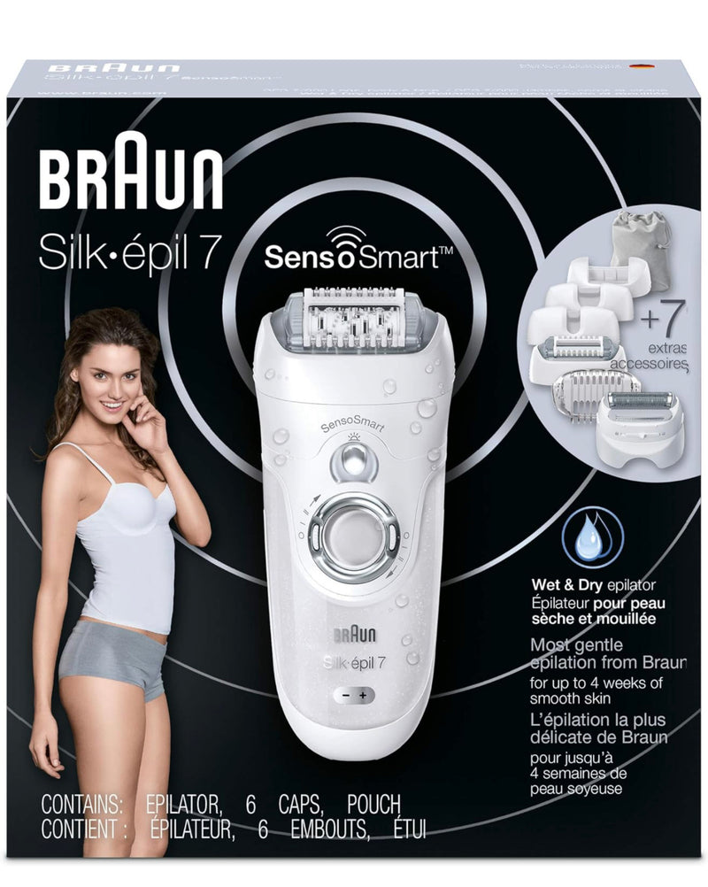 Braun SES 7880 Cordless Wet and Dry epilator with 7 extras