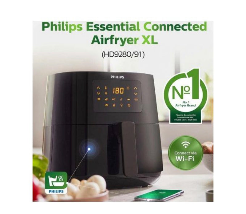 Philips XL Digital Air Fryer With Wifi, 6.2 Liter -2000 Watt - HD9280/91 (1 Year Warranty)