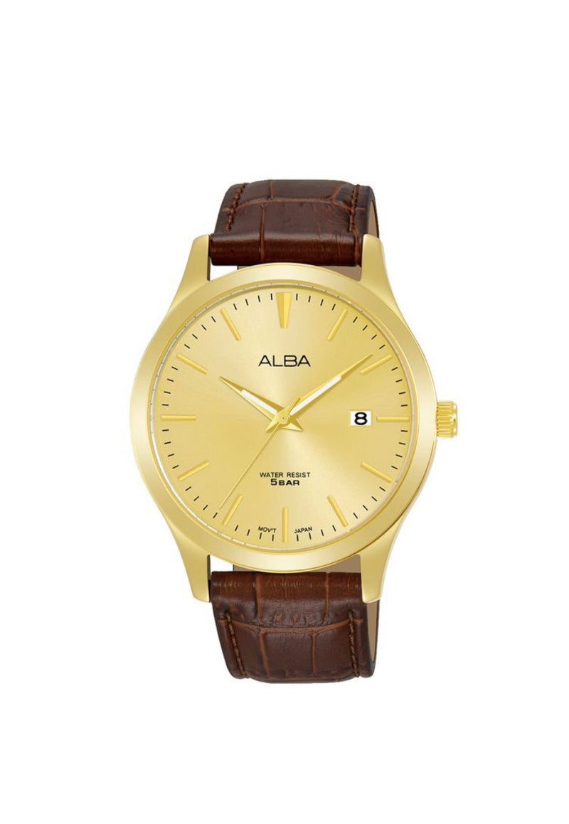 ALBA Men's Watch STANDARD Brown Leather Band, Champagne Dial AS9M36X1