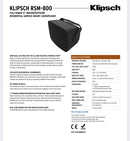 Klipsch RSM-800
Outdoor speakers (Pair)