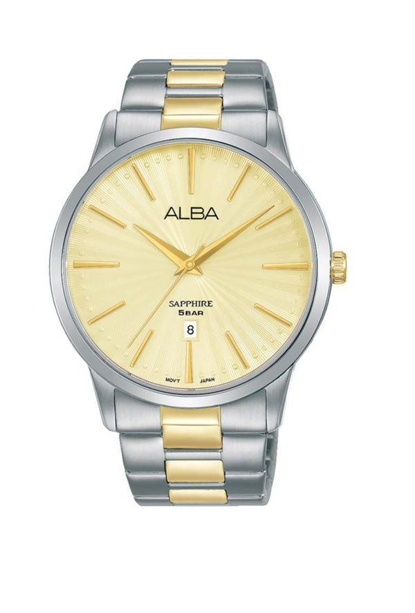 ALBA Men's Hand Watch PRESTIGE Stainless Band, Champagne Dial AG8K83X5