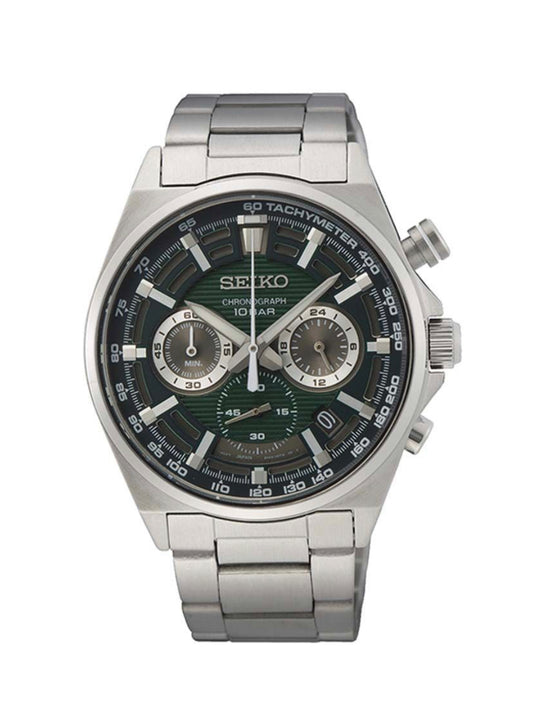 SEIKO Men's Watch CHRONOGRAPH Stainless Band, Oily Green Dial SSB405P1