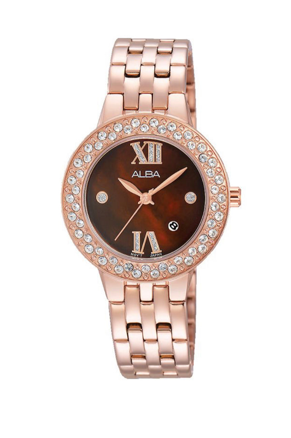 ALBA Ladies' Watch FASHION Stainless Band, Brown MOP Dial AH7H34X1