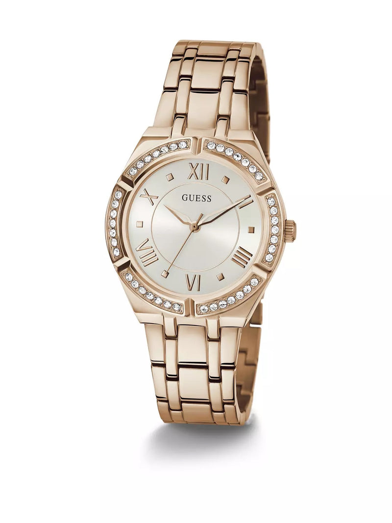 GUESS GW0033L3 ANALOG WATCH Women's White Sunray Dial Rose Gold Round Case/Rose Gold Stainless Steel Bracelet