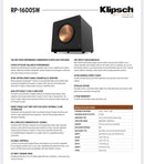 Klipsch RP-1600SW
16" HIGH EXCURSION SUBWOOFER