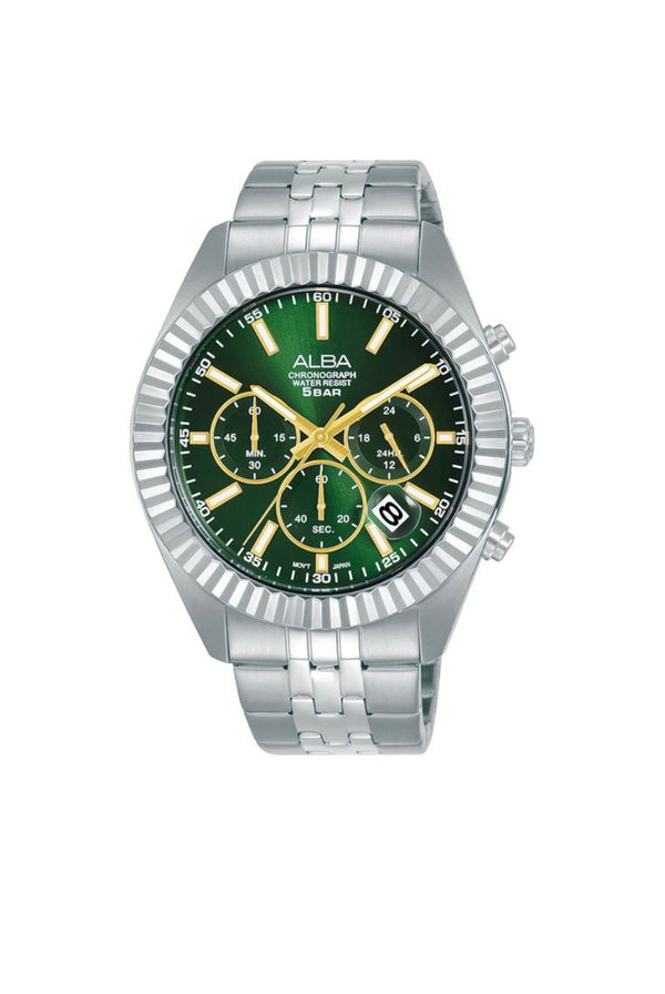 ALBA Men's Hand Watch PRESTIGE Stainless Band, Green Dial AT3H15X1