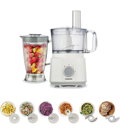 Kenwood Food Processor 750W Multi-Functional with 3 Interchangeable Disks, Blender, Whisk, Dough Maker FDP03 White (2 Year Warranty)