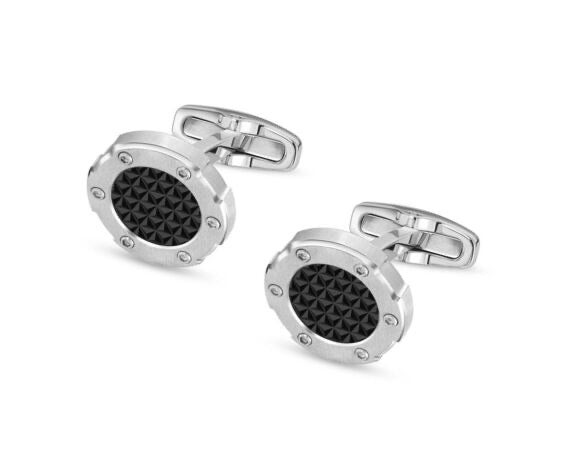 Cerruti 1881 - Cuff 4 G Black and Silver Plated Cufflinks for Men